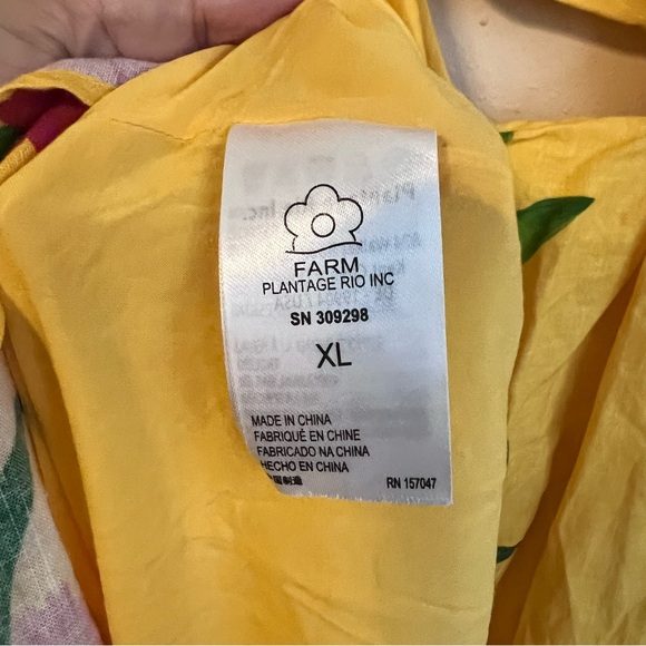 Farm Rio Romantic Garden Yellow & Pink Floral Linen Midi Dress XL - Picture 8 of 8